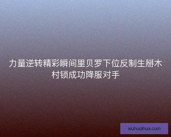 力量逆转精彩瞬间里贝罗下位反制生掰木村锁成功降服对手